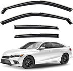 GrandWheel Window Deflectors Smoke Tinted in-Channel Side Window Vent Visor Deflectors Rain Guards Compatible with Civic 2022-2026 Sedan - 4pcs. GW0850