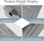 Car Sun Visor Organizer, Leather Multi-Pocket Auto Visor Storage Pouch for Sunglasses Cards License, Waterproof Car Interior Space-Saving Accessories, Universal for Most Cars (Gray)