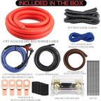 0 Gauge AMP Wiring Kit OFC,3000W Car Audio Amp Install Kit with 250A ANL Fuse Holder, RCA Cable, Speaker Wire & Ring Terminals for Complete 1/0 OFC Subwoofer Amp Wiring kit
