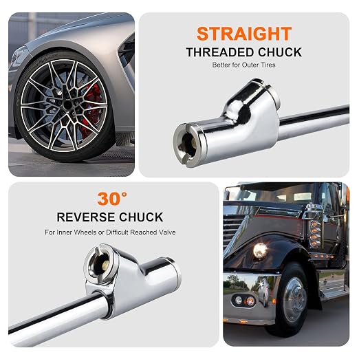 Semi Truck Tire Pressure Gauge Digital 200 PSI, Heavy Duty Dual Head Tire Guage and Backlight LCD Display, Digital Pressure Gauges Certified ANSI B40.1 for Car, Truck, SUV