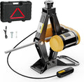 Dual Power Electric Car Jack w/ 4.0Ah Battery & 12V DC Backup, Compatible with Dewalt 20V MAX Battery, 1 Ton Cordless Jack, 5.5-15.7in Lifting Range, Heavy Duty Steel Jack for Emergency Tire Change