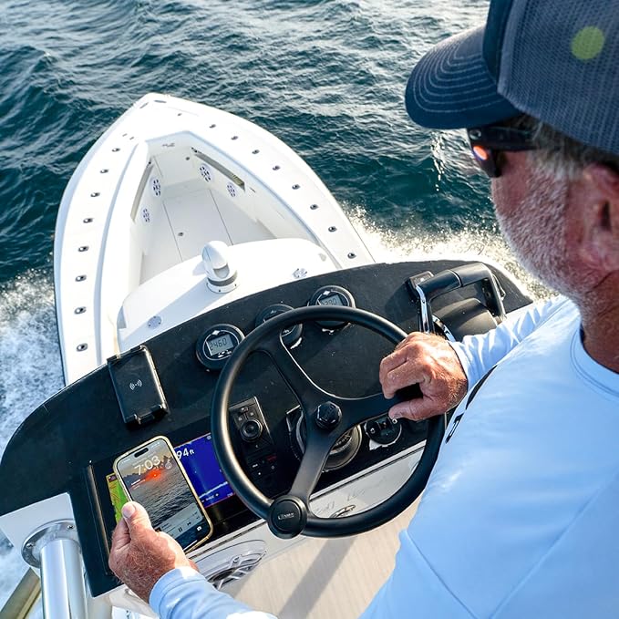 Active 15W Waterproof Wireless Charger Mount, IPX6 Rated, 12/24V Qi Fast Charging Phone Holder for Boats, RVs & ATVs, One-Hand Docking, Secure Grip, Universal Compatibility