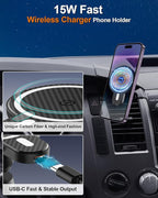 Car Phone Mount for Toyota Tundra 2007-2013 /Sequoia 2008-2013 Accessories | Magnetic 15W Fast Wireless Charger Phone Holder for Tundra Vent with Magsafe Fixed Clip 360° Rotation Hands-Free Cradles