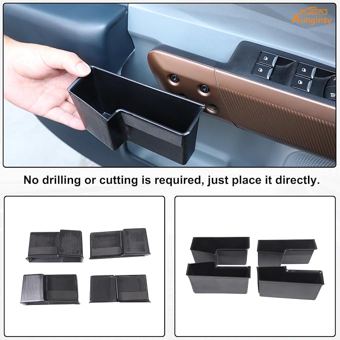 Car Front Rear Door Storage Box Compatible with Ford Maverick 2022-2026, 4Pcs Door Storage Box Glove Organizer Tray Door Organizer Handle Pocket Tray Insert Glove Pallet Tray Interior Accessories