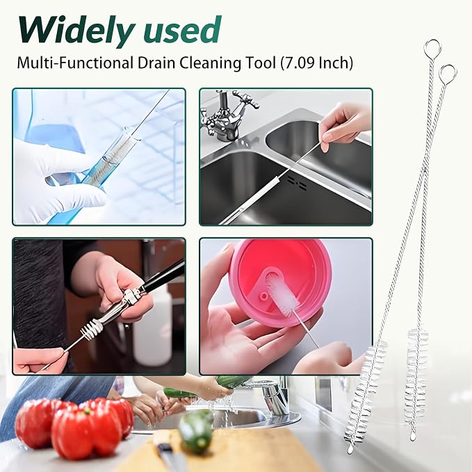Auto Sunroof Cleaning Tool, 3Pcs 120 Inch Long Flexible Pipe Brush,3 Pcs 7.9 Inch Tube Cleaner Brush Perfect for Car Sunroof, Windshield Wiper Drain Hole