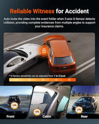 N4S 3 Channel Dash Cam for Delivery &Cargo Vans, 2.7K+1440P+1440P Front Inside Rear,PlatePix™,STARVIS 2 x HDR x IR Night Vision,Voice Control,GPS,24/7 Parking Mode,Supports 1TB Max