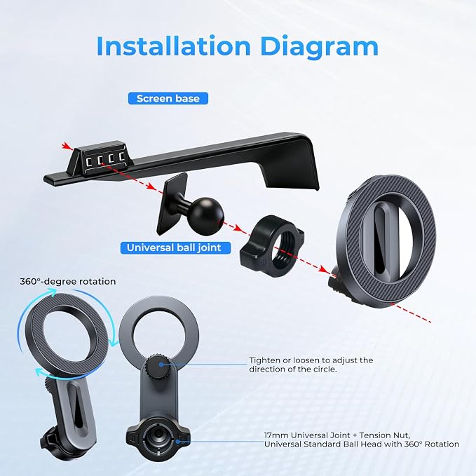 Phone Mount for MagSafe for Lexus RX RX350 RX350h RX500h Hybrid 2023 2024 2025 2026 Accessories 14-inch Screen Adjustable Magnetic Carbon Fiber Pattern Phone Holder for iPhone Samsung
