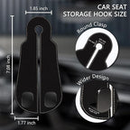 2PCS Car Seat Back Storage Headrest Hooks, Black Purse Holder Bags Hanger, Double Metal Hook for Backseat Organizer, Women Car Accessories Organization