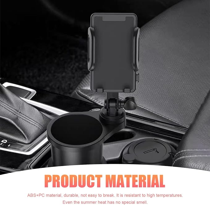Car Cup Holder Mobile Phone Rack, Multi-Function 2 in 1 Cup Holder Expander, 360 Degrees Rotatable Automotive Phones Mount, Universal for Most Cars, Trucks, SUVs (Black)