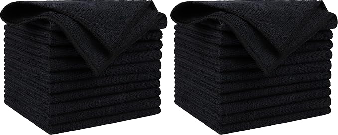 AIDEA Microfiber Cleaning Cloth Black 10PK, Microfiber Towels for Cars, Premium Wash Cloths, Dusting Cloth Lint Free Cleaning Rags for SUVs, House, Kitchen, Window, Cleaning Supplies12×12" (Pack of 2)