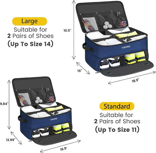 2 Layer Golf Trunk Organizer, Golf Gifts for Men with Separate Ventilated Compartment for 2 Pair Shoes, Waterproof Car Trunk Locker for Balls, Tees, Clothes, Gloves, Gifts for Golfers