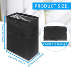 Hanging Car Trash Can with 4 Storage Pockets, Waterproof Leakproof Oxford Auto Garbage Bag, Adjustable Garbage Bag, Foldable Car Trash Bin Fit for Truck, SUV, Home, Office