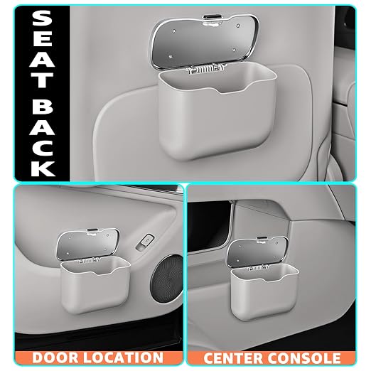 Car Trash Can, Waterproof Multi‑Functional Auto Trash Bin for Door/Console/Seat Back, Universal Vehicle Garbage Can for Car/Truck/SUV Drivers (Gray)