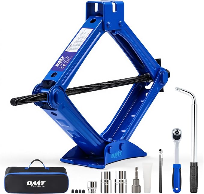 2 Ton Scissor Jack, 15 pc. Car Scissor Jack Kit for Sedan SUV MPV with Ratchet Wrench Drill Sockets, 4409 lb. Portable Car Jack and Stand Kit, Heavy Duty Car Jack for Tire Changing