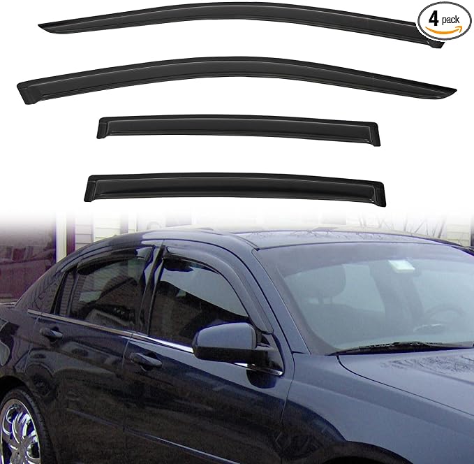 Rain Guards Compatible with 2007-2010 Chrysler Sebring, for 2011-2014 Chrysler 200 Sedan Acrylic Tape-On Side Window Visor Wind Deflector Vent Visors Car Accessories 4pcs