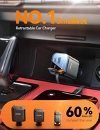 [2026 Ultra-Compact] Retractable Car Charger 84W Car Charger USB C for iPhone 16 17 Fast Charging, Car Accessories, Car Adapter Travel Essentials Gifts for Women Men, for iPhone 17 16 15 14 13