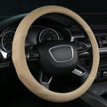 Buff Leather Steering Wheel Cover Universal 15 inch