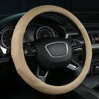 Buff Leather Steering Wheel Cover Universal 15 inch