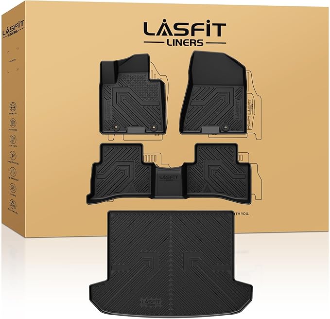 Floor Mats & Cargo Mat for KIA Sportage 2022 2021 2020 2019 2018 2017, All Weather TPE Car Mats Custom Fit Floor Liners & Trunk Mat for Sportage 2017-2022 1st & 2nd Row & Cargo Liner