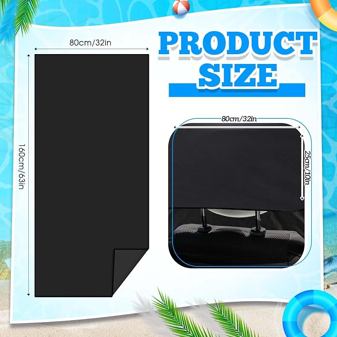 Car Seat Towel Covers with Storage Bag, 63 x 32 Inch Universal Non Slip Waterproof Sweat Protector for Car Truck, Gym Swimming Running, Machine Washable(2 Pack,Black,Gray)