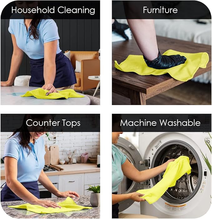 Microfiber Cleaning Cloths (Value Pack of 36) - Size 16 x 16 Inches, Highly Absorbent Cleaning Rags, Lint Free, Reusable and Washable, Microfiber Towels for Cars