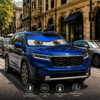Car Windshield Sun Shade, Universal Fit Full-Size SUV Pickup, Monster Blue | 63 x 33.86" Large Foldable Windshield Cover, Foldable Front Window Sunshade, UV Heat Blocker, Cute Eyes Series