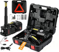 Electric Car Jack Kit 5 Ton 12V Floor Jack Portable Hydraulic Car Jack with Impact Wrench and Tire Inflator Pump for SUV Sedans Tire Change with LED Light, Lifting Height 6 to 17.7 Inch(Black)
