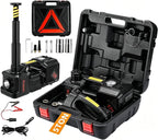 Electric Car Jack Kit 5 Ton 12V Floor Jack Portable Hydraulic Car Jack with Impact Wrench and Tire Inflator Pump for SUV Sedans Tire Change with LED Light, Lifting Height 6 to 17.7 Inch(Black)