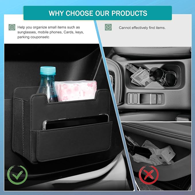 Foldable Car Storage Box,Multifunctional Seat Back Organizer,Trash Can, Auto Door Side Pocket,Storage Bag,Car Accessories Organizer Box
