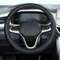 Coverado Car Steering Wheel Cover, Nappa Leather Black Steering Wheel Covers, Universal 14-15 inch, Anti-Slip, Breathable Steering Wheel Protector for Women Men