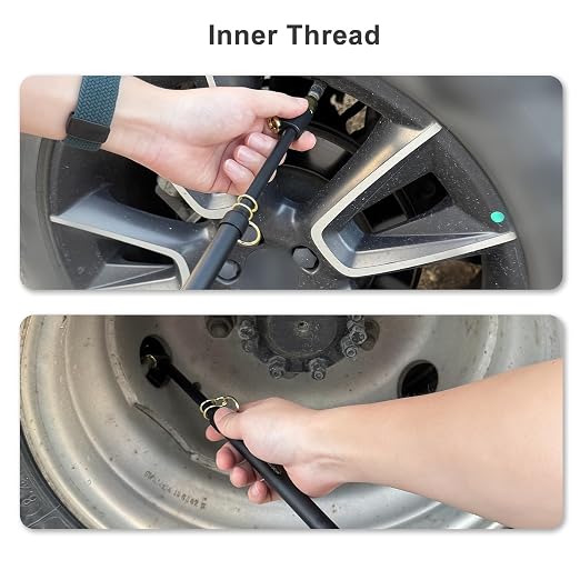UHARBOUR Dual Head Tire Pressure Gauge 10-150PSI, Heavy Duty Semi Truck Tire Pressure Gauge 1-10 Bar, Air Pressure Gauge for Tires Extended Tube for Semi Truck, RV, Car, Motorcycle(Pack of 2)