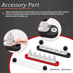 350A Bus Bar 12V Marine 6 x 3/8" (M10) Terminal Studs 12V-48V Power Distribution Block with Cover,with 4PCS Battery Lugs and 4PCS Heat Shrink Tubing Busbar for Boat Automotive Car