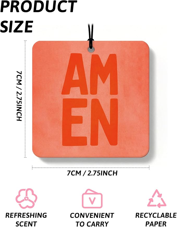 Boho Christian Square Car Air Freshener 4 Pcs Coconut Scented, Inspirational Religious Car Accessories Mirror Decor, Christian Hanging Air Freshener for Cars Closet Drawer Books Kids Room
