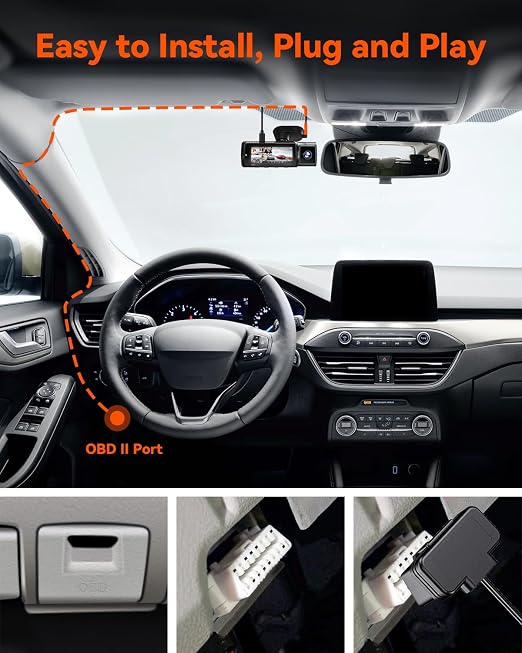 LED Screen OBD Hardwire Power Cable, 3 Gear Shifting,10ft USB-C, Low Voltage Protection for Parking Mode, Compatible with All Dash cams