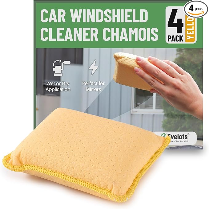 Windshield Cleaner Tool 4-Pack - Car Window & Glass Cleaning Tool, Inside Windshield Cleaner, Auto Windshield Cleaning Kit for Interior Car Windows - Yellow