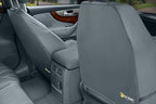 Luxury Clean-Edge Kick Mats - Tapered Design Seat Back Protectors and Seat Covers with Invisible Strap and Stiff Edging (2 Mats)