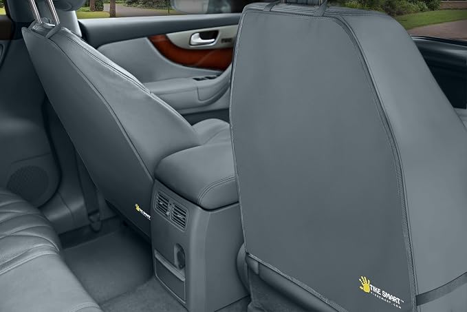 Luxury Clean-Edge Kick Mats - Tapered Design Seat Back Protectors and Seat Covers with Invisible Strap and Stiff Edging (2 Mats)
