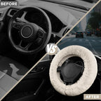 Steering Wheel Cover, Fluffy Car Wheel Covers for Women/Girls/Ladies，Soft Wool Fur Steering Wheel Protector, Universal 14 1/2 inches to 15 inches - White