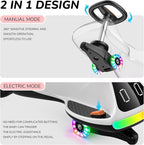 12V Electric Wiggle Car for Kids with Pedal, Display, Rechargeable Battery, LED Light, Bluetooth, Light-Up Wheels, Anti-Rollover, 2 Speeds, Ride on Toys, Birthday Gifts for Age 3+, 150Lbs