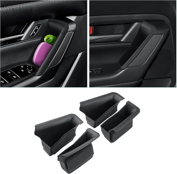 4Pcs for 2025 2026 Mazda CX-50 Center Console Door Handle Pockets | Trash Can Storage Box for 2023 2024 2025 2026 Mazda CX50 Accessories 4-Doors Trash Bin Storage Case TPE Material