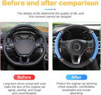 Bling Car Steering Wheel Cover, 15 Inch Rhinestones Soft Leather Elastic Steering Wheel Protector, Sparkly Crystal Diamond for Women Girls, Car Interior Accessories for Most Cars (Blue)