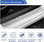NETEPEM Bling Car Door Sill Protector 2PCS Car Door Edge Guard Rhinestones Door Threshold Protection 23.62x1.96 inch Anti-Scratch Strip Sticker Universal Bling Car Accessories(Silver)