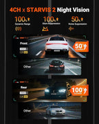 N5S 4 Channel 360 Degree 2.7K Dash Cam, 4CH STARVIS 2 Night Vision, 2.7K+1080P*2+1440P Front Rear Inside Dashcam, 24/7 Buffered Parking Mode, WiFi, Voice Control, Dual GPS, Support 1TB Max