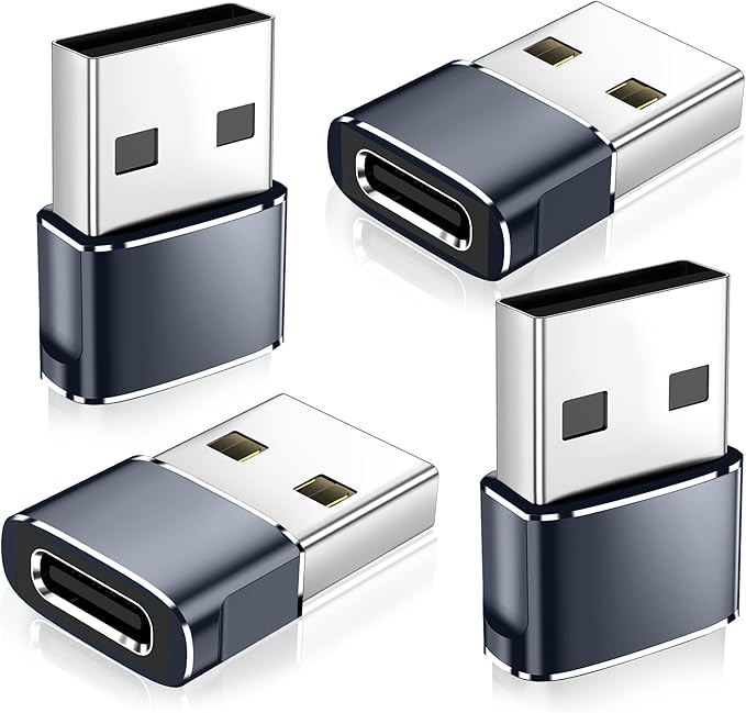 𝟒𝐏𝐚𝐜𝐤 𝐔𝐩𝐠𝐫𝐚𝐝𝐞𝐝 USB to USB C Adapter,Type-C Female to A Male Car Charger OTG Converter for Apple Watch Ultra 8 9 10,iPhone 16 15 14 13 Pro Max,Samsung S24,Nintendo Switch,AirPods,iPad,Car
