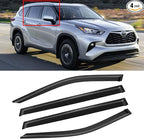 Window Visor for Toyota Highlander 2020-2025, Rain Guards Shields Vent Deflector Shade Wind Dark Smoke 2021 2022 2023 20 21 22 23 24 25, Tape-On, 4PCS