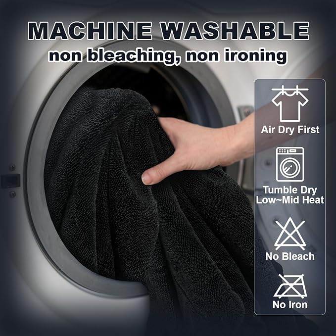 2-Pack Car Drying Towel (28" x 36"),1500 GSM Double Sided Microfiber Towels | Super Absorbent ；Streak-Free, No Water Spots；Easy to clean and maintain；Suitable for Car, truck, SUV，bathroom，etc