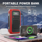 Tire Inflator Portable Air Compressor,12V Car Battery Jump Starter,5X Faster Air Pump For Car Tire with Digital Tire Pressure Gauge&LED Light&Auto Shut-Off,Cordless Pump for Car,Motor,Bicycle,ball