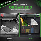 Car Trunk Organizer - Collapsible Car Organizer with Non Slip Bottom & Multiple Pockets for Groceries, Trunk Storage with Base Panel for SUV Sedan Van, 2 Compartments (Black, Medium, 2 Pack)