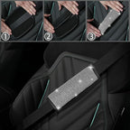 12 Pcs Bling Car Accessories Set for Women Car Floor Mats Full Set Steering Wheel Cover Seat Belt Covers Coasters Universal Fit Car SUV Truck Van Silver