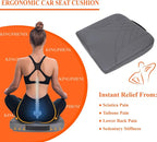 Premium Car Seat Cushion, Memory Foam Driver Seat Cushion to Improve Driving View- Coccyx & Lower Back Pain Relief - Seat Cushion for Car, Truck, Office Chair (Leather Dark Gray)